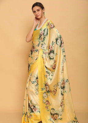 Yellow Silk Saree With Blouse Piece - Indian Silk House Agencies