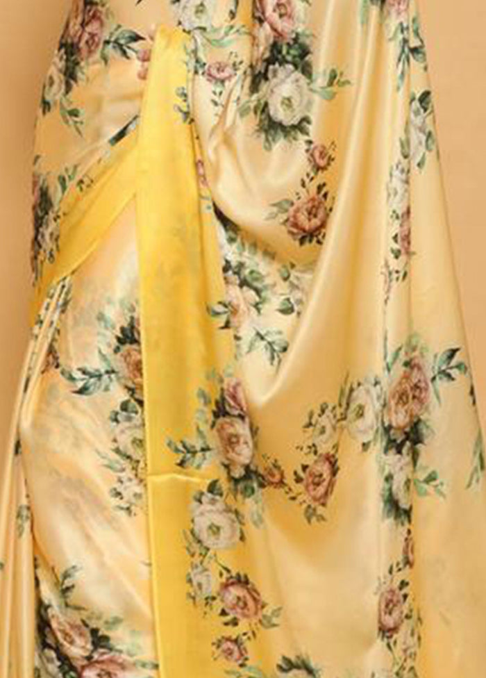 Yellow Silk Saree With Blouse Piece - Indian Silk House Agencies