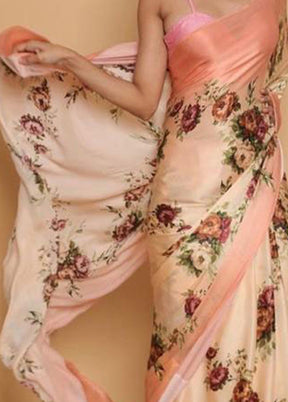 Peach Silk Saree With Blouse Piece - Indian Silk House Agencies