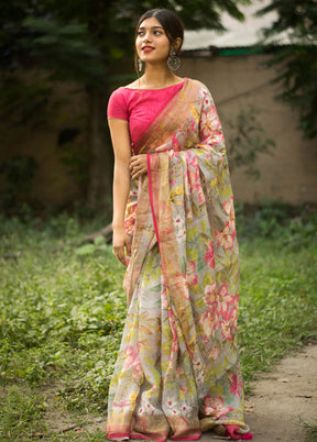 Multicolor Silk Saree With Blouse Piece - Indian Silk House Agencies