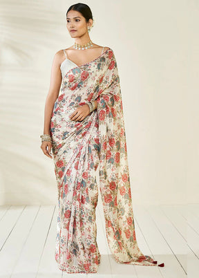 Off White Silk Saree With Blouse Piece - Indian Silk House Agencies