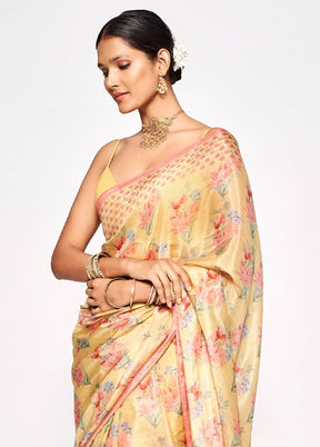 Yellow Silk Saree With Blouse Piece - Indian Silk House Agencies