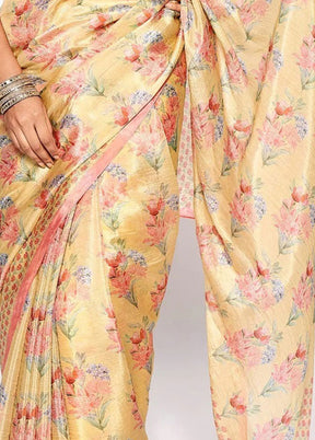 Yellow Silk Saree With Blouse Piece - Indian Silk House Agencies