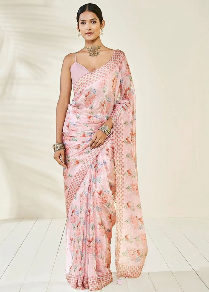 Pink Silk Saree With Blouse Piece - Indian Silk House Agencies