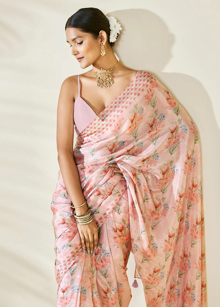 Pink Silk Saree With Blouse Piece - Indian Silk House Agencies