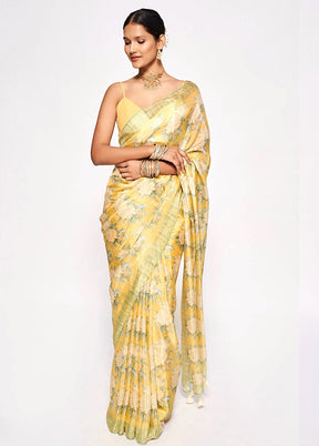 Yellow Silk Saree With Blouse Piece - Indian Silk House Agencies