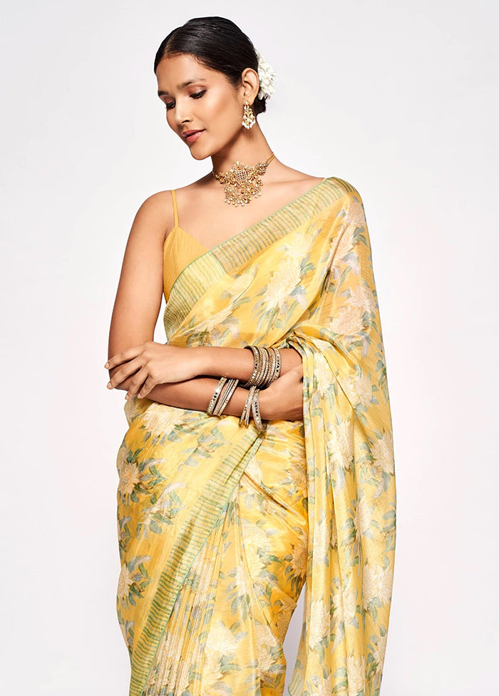 Yellow Silk Saree With Blouse Piece - Indian Silk House Agencies