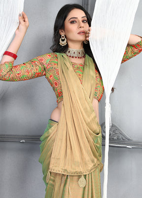 Beige Dupion Silk Saree With Blouse Piece - Indian Silk House Agencies