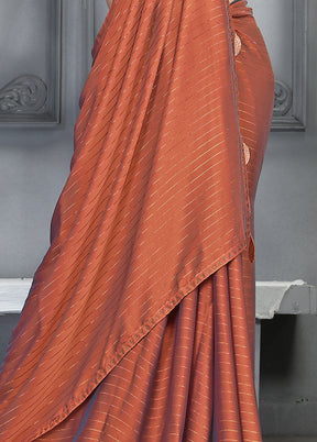 Orange Dupion Silk Saree With Blouse Piece - Indian Silk House Agencies