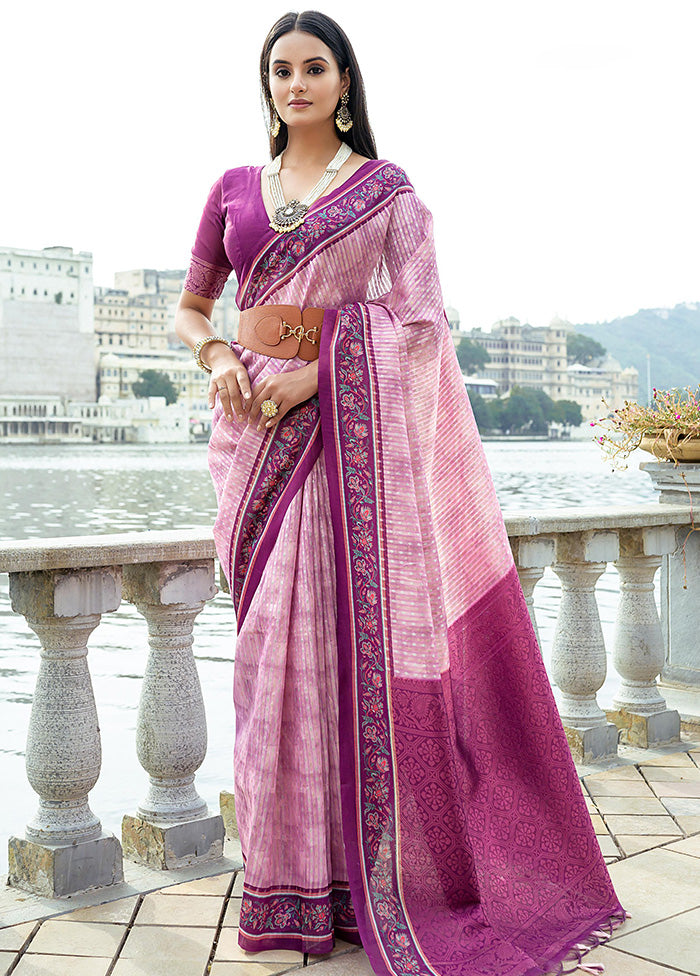 Pink Cotton Saree With Blouse Piece - Indian Silk House Agencies