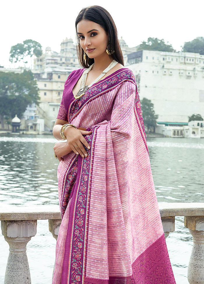 Pink Cotton Saree With Blouse Piece - Indian Silk House Agencies