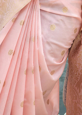 Peach Dupion Silk Saree With Blouse Piece - Indian Silk House Agencies