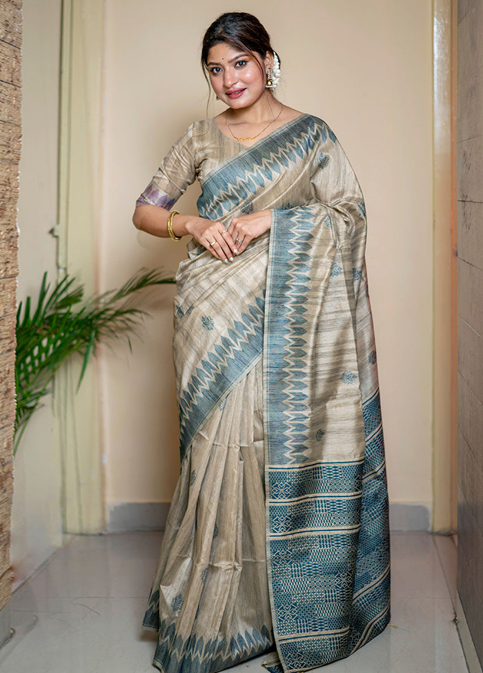 Peach Dupion Silk Saree With Blouse Piece - Indian Silk House Agencies