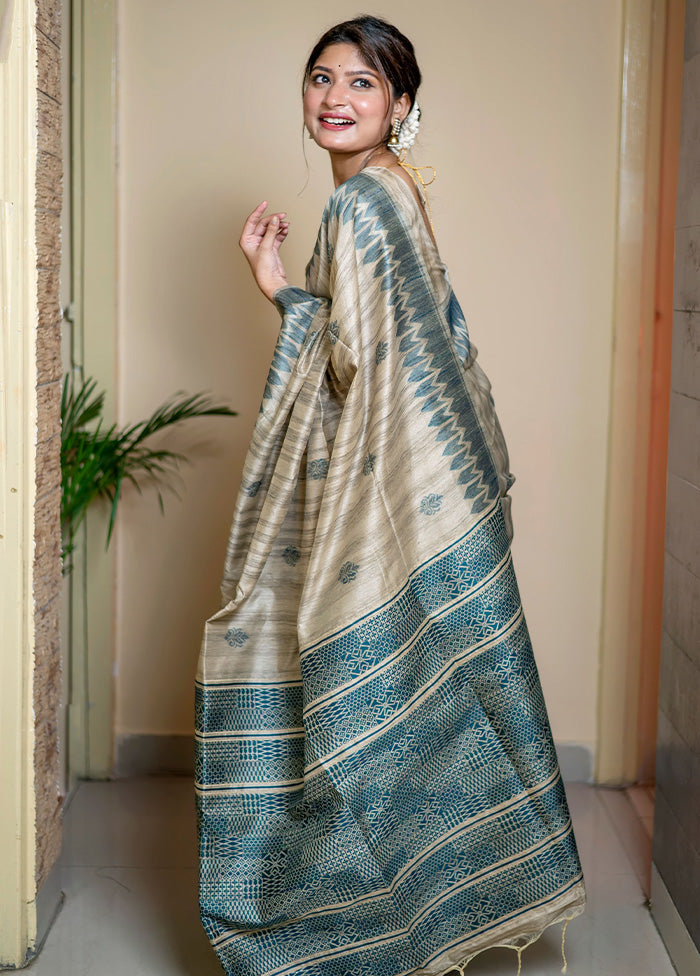 Peach Dupion Silk Saree With Blouse Piece - Indian Silk House Agencies