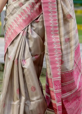 Red Dupion Silk Saree With Blouse Piece - Indian Silk House Agencies