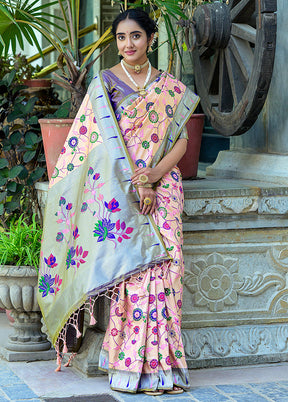 Peach Dupion Silk Saree With Blouse Piece - Indian Silk House Agencies