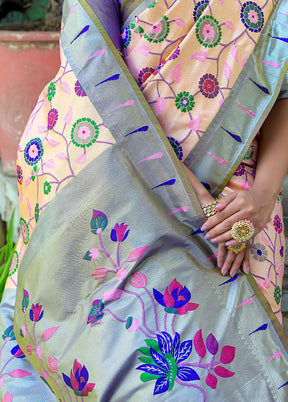 Peach Dupion Silk Saree With Blouse Piece - Indian Silk House Agencies