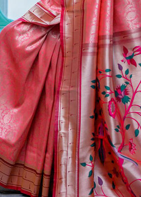 Peach Dupion Silk Saree With Blouse Piece - Indian Silk House Agencies