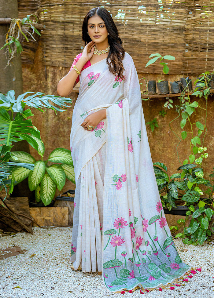 Pink Cotton Saree With Blouse Piece - Indian Silk House Agencies