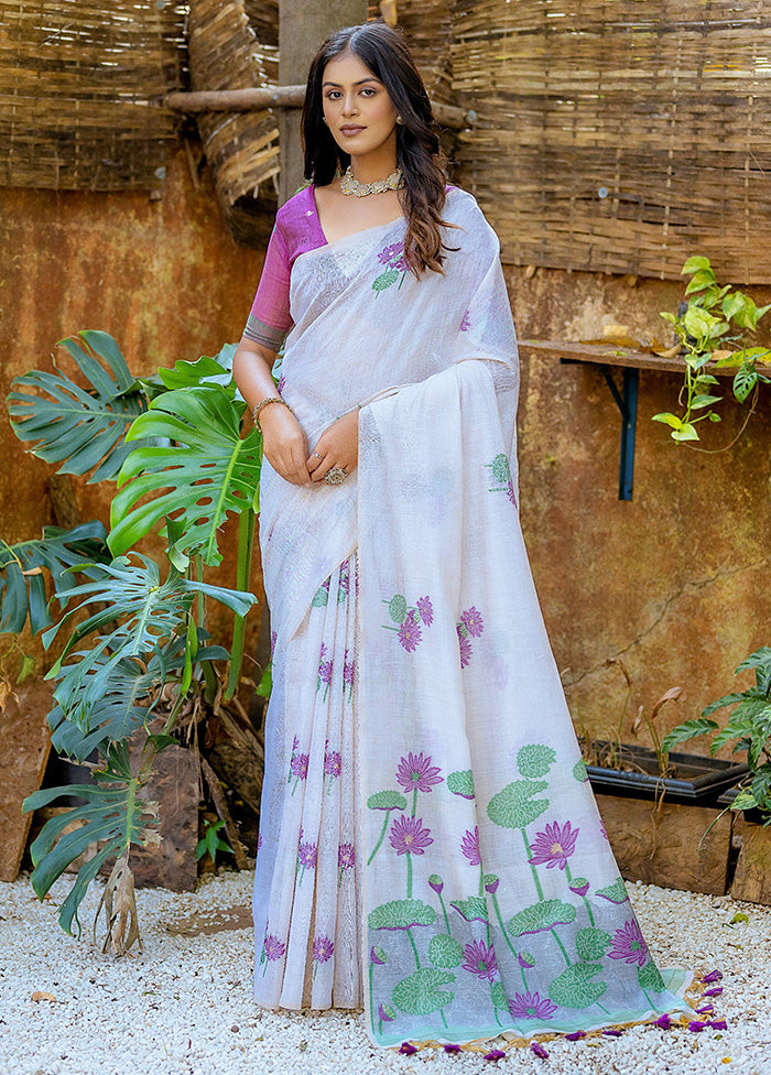 Purple Cotton Saree With Blouse Piece - Indian Silk House Agencies