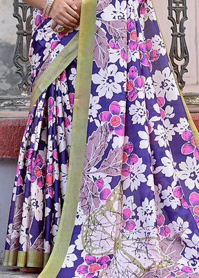 Purple Cotton Saree With Blouse Piece - Indian Silk House Agencies