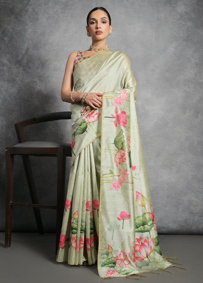 Pista Green Dupion Silk Saree With Blouse Piece - Indian Silk House Agencies
