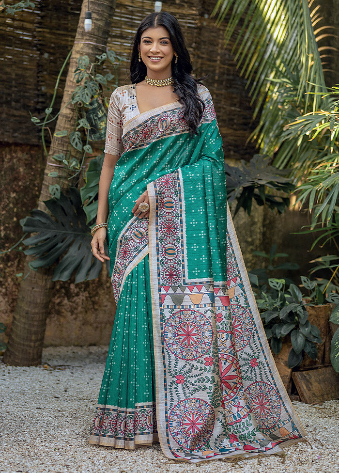 Rama Dupion Silk Saree With Blouse Piece - Indian Silk House Agencies