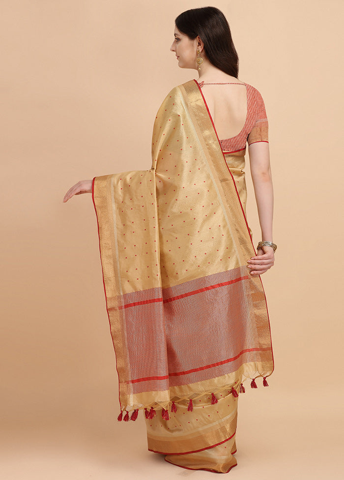 Beige Tussar Silk Saree With Blouse Piece - Indian Silk House Agencies