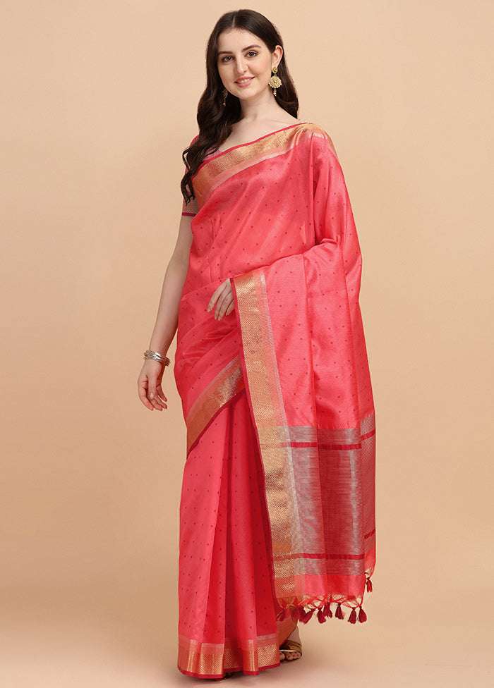 Pink Tussar Silk Saree With Blouse Piece - Indian Silk House Agencies