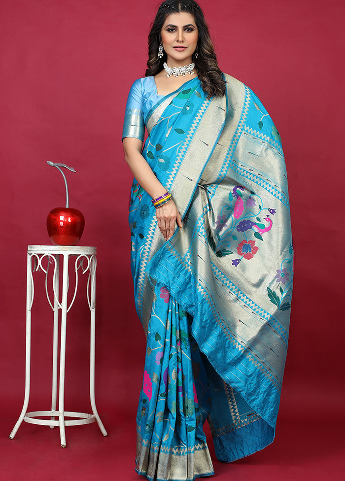 Firoza Spun Silk Saree With Blouse Piece - Indian Silk House Agencies