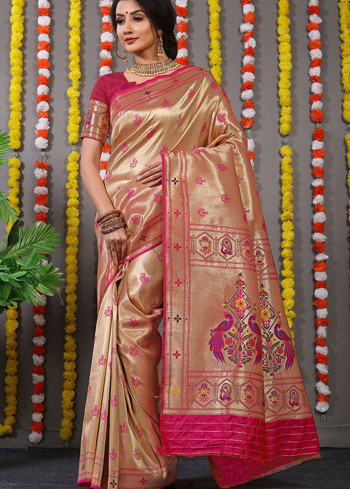 Pink Spun Silk Saree With Blouse Piece - Indian Silk House Agencies