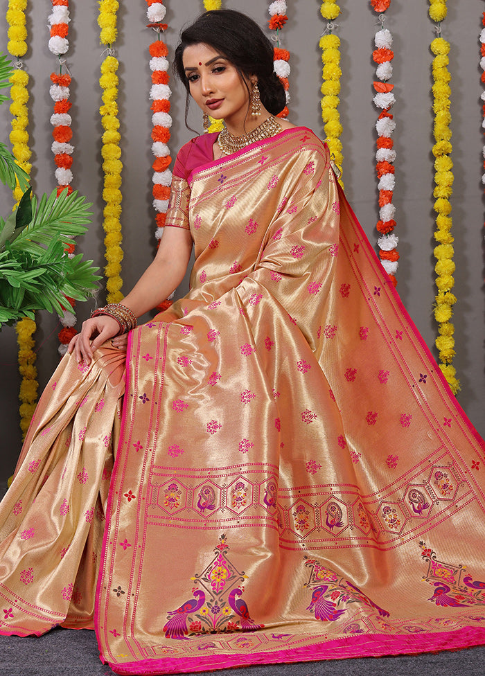 Pink Spun Silk Saree With Blouse Piece - Indian Silk House Agencies