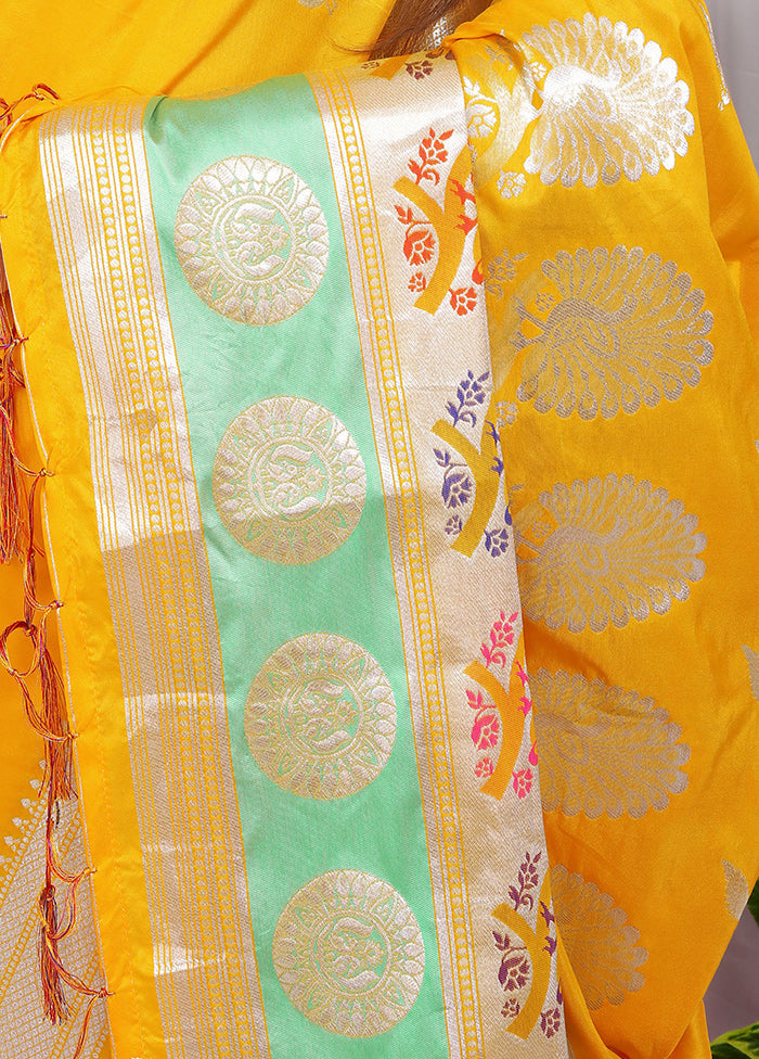 Yellow Spun Silk Saree With Blouse Piece - Indian Silk House Agencies