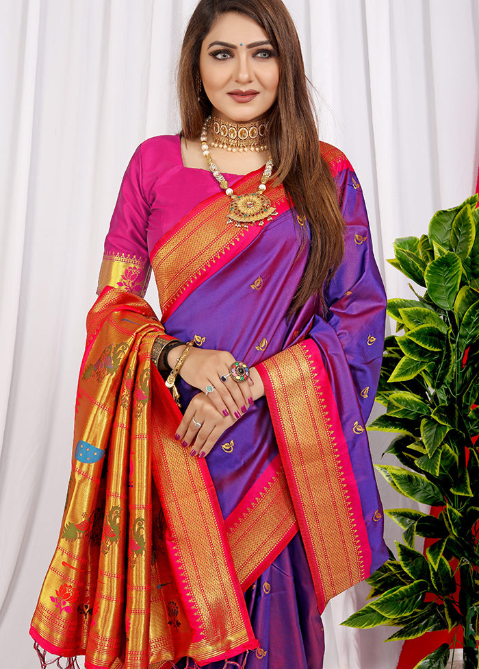 Purple Spun Silk Saree With Blouse Piece - Indian Silk House Agencies