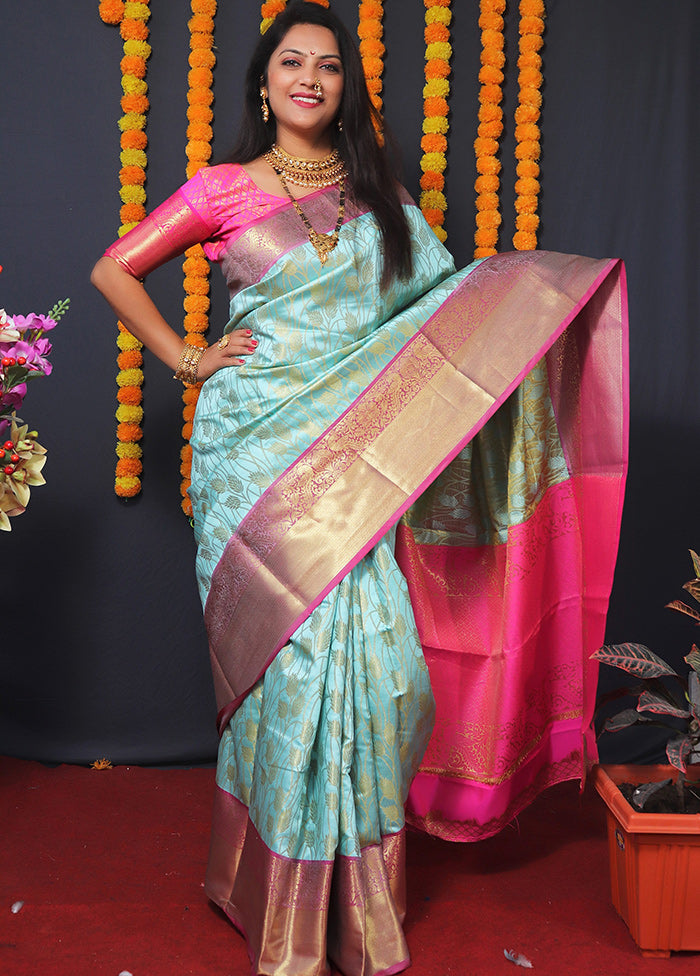 Firoza Spun Silk Saree With Blouse Piece - Indian Silk House Agencies