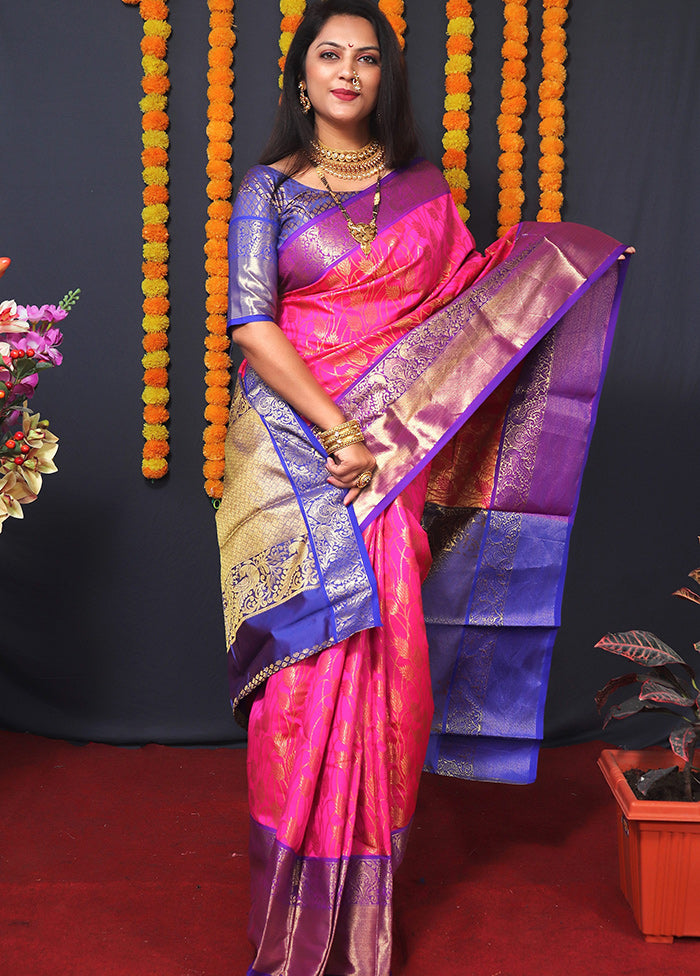 Pink Spun Silk Saree With Blouse Piece - Indian Silk House Agencies