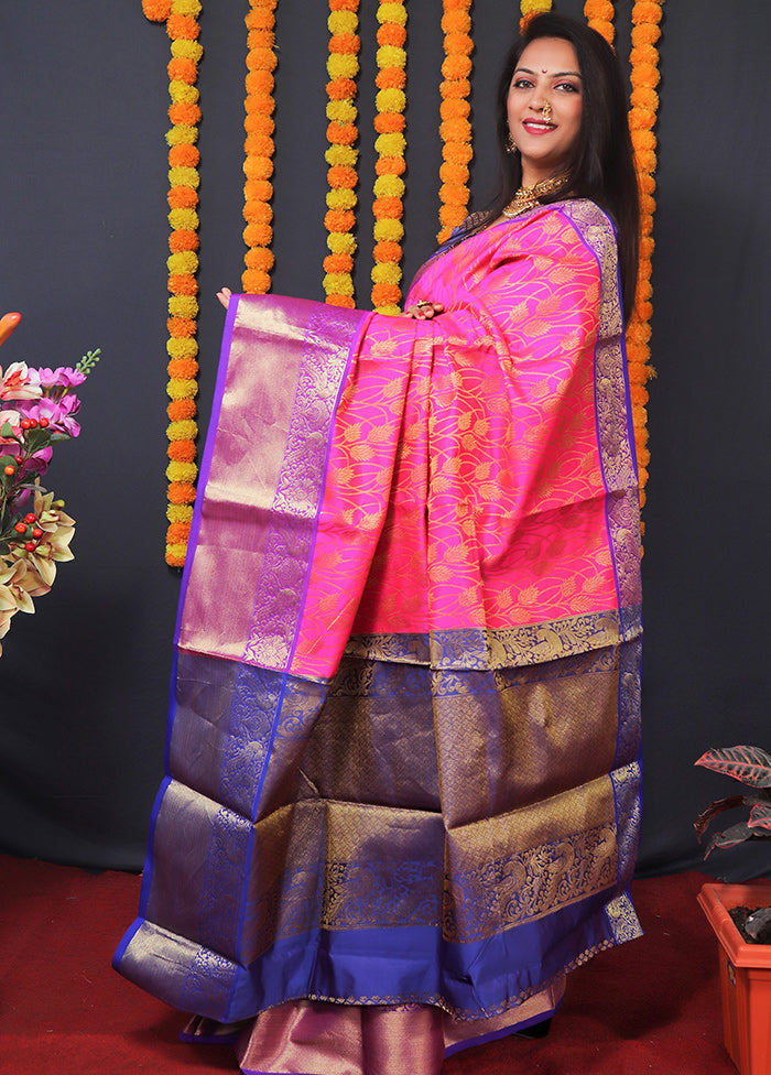 Pink Spun Silk Saree With Blouse Piece - Indian Silk House Agencies