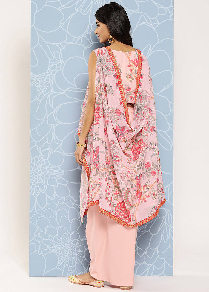 3 Pc Pink Readymade Polyester Coord Set - Indian Silk House Agencies