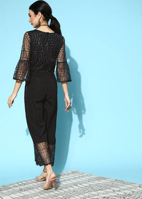 Black Readymade Polyester Jumpsuit - Indian Silk House Agencies