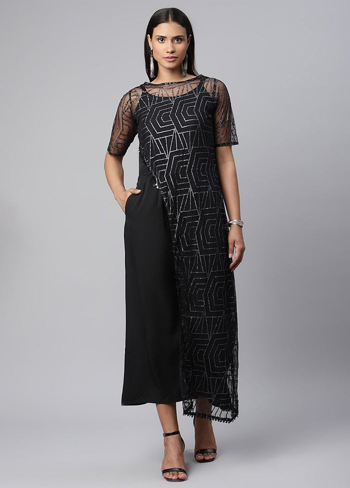 Black Readymade Polyester Jumpsuit - Indian Silk House Agencies