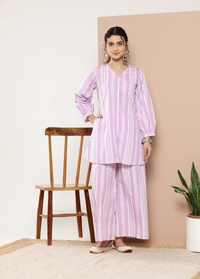 2 Pc Lavender Readymade Polyester Coord Set - Indian Silk House Agencies