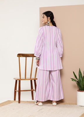 2 Pc Lavender Readymade Polyester Coord Set - Indian Silk House Agencies