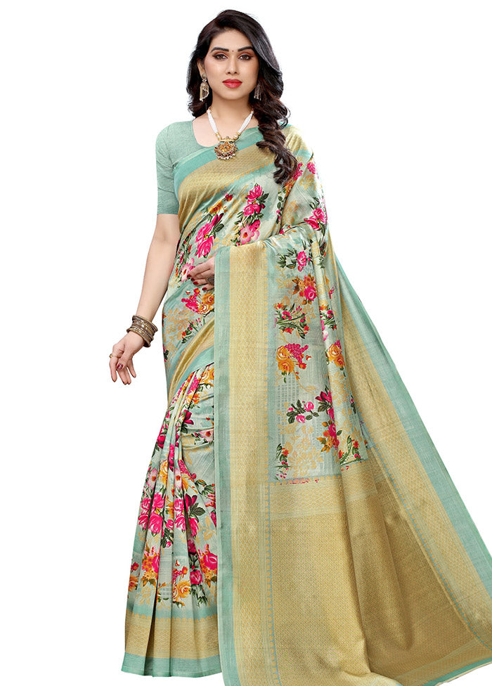 Light Green Spun Silk Woven Saree With Blouse Piece - Indian Silk House Agencies