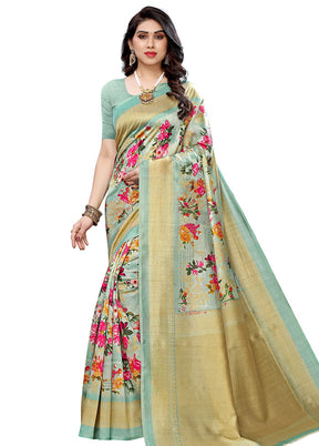 Light Green Spun Silk Woven Saree With Blouse Piece - Indian Silk House Agencies