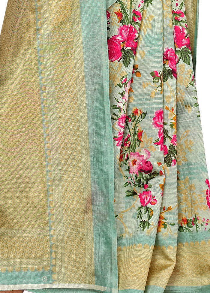 Light Green Spun Silk Woven Saree With Blouse Piece - Indian Silk House Agencies