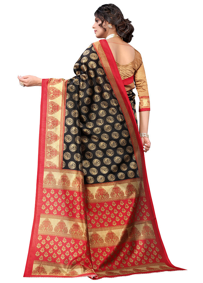 Black Spun Silk Woven Saree With Blouse Piece - Indian Silk House Agencies