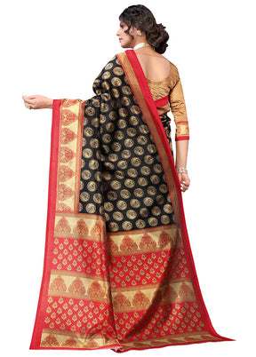 Black Spun Silk Woven Saree With Blouse Piece - Indian Silk House Agencies