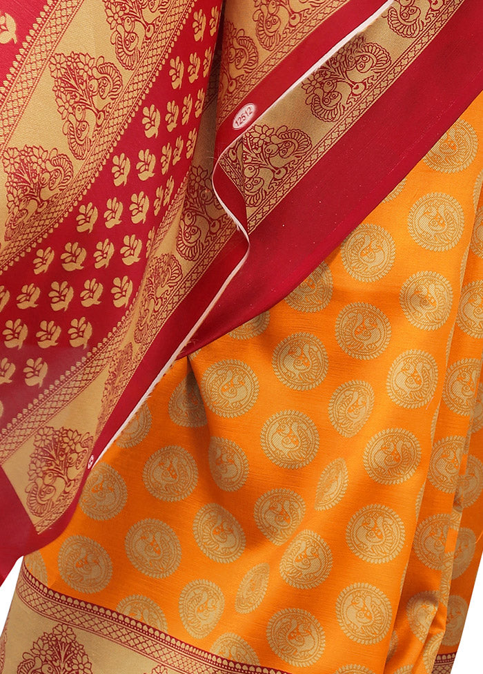 Mustard Spun Silk Woven Saree With Blouse Piece - Indian Silk House Agencies