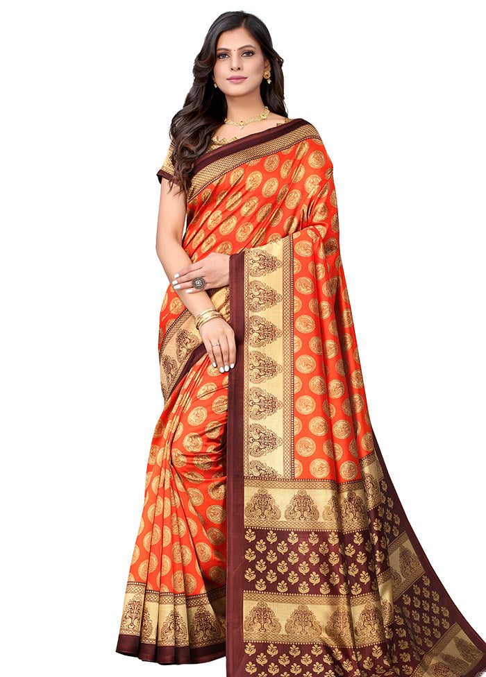 Orange Spun Silk Woven Saree With Blouse Piece - Indian Silk House Agencies