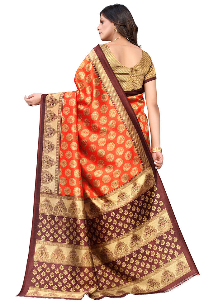 Orange Spun Silk Woven Saree With Blouse Piece - Indian Silk House Agencies